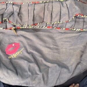 Betsy Johnson denim cherry print, used.